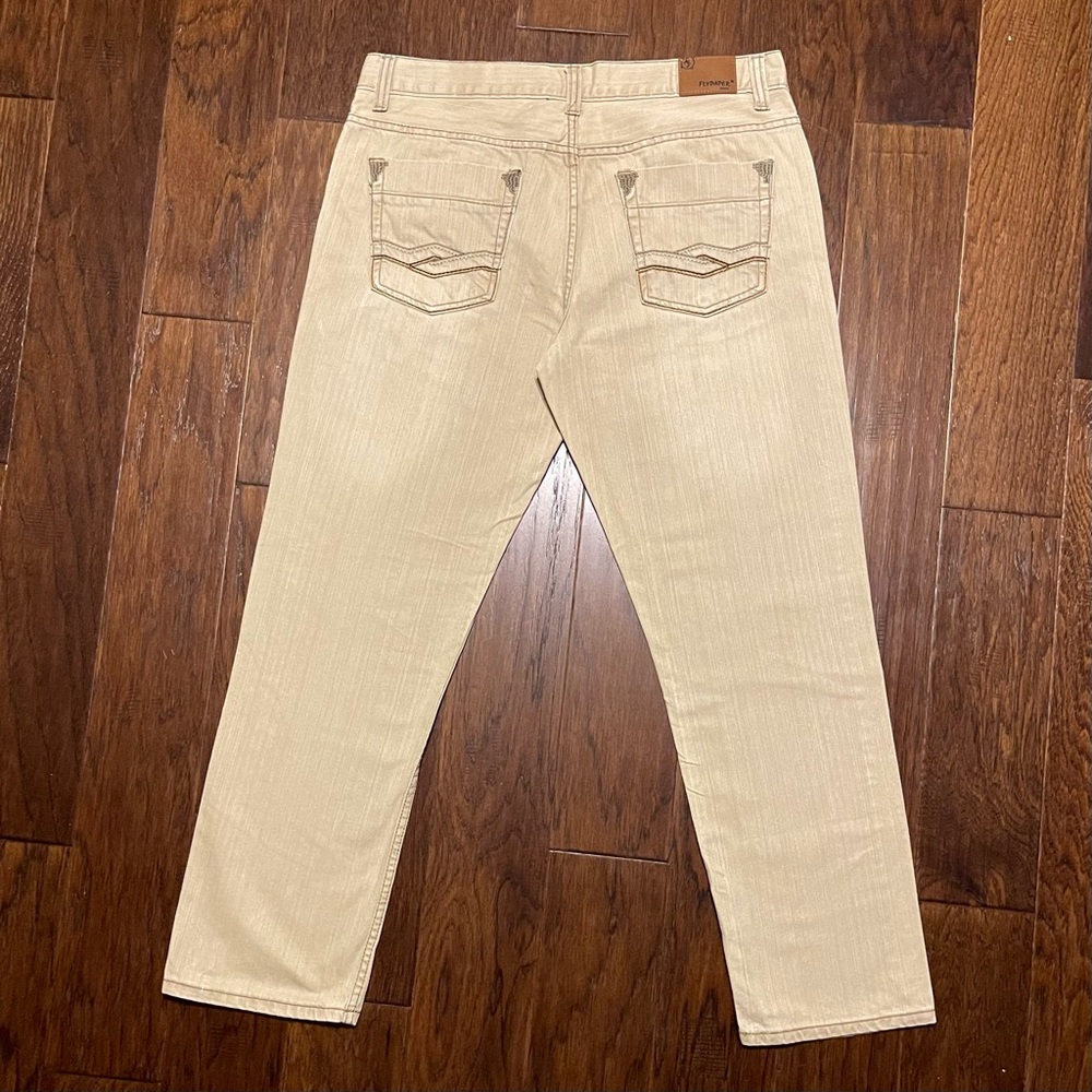 Flypaper Embroidered Boot Cut Distressed Denim Jeans